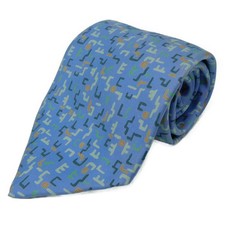 HERMES Tie Light Blue Pattern 100 Silk Gift