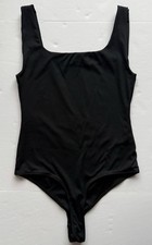LOFT Versa Ribbed Square Neck Sleeveless Bodysuit Black Size M