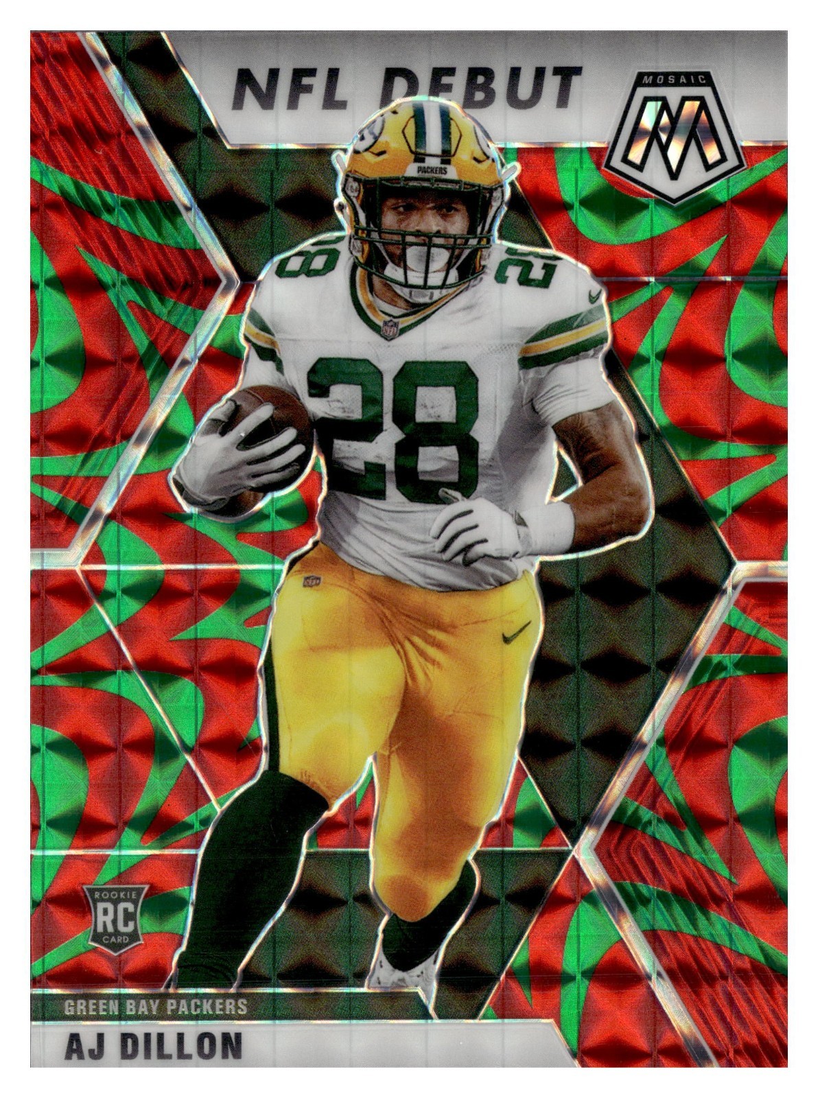AJ DILLON 2020 Panini Mosaic Rookie REACTIVE GREEN #279 NFL Debut RC B10