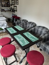 Bar Table With Cast Iron Frame And 3 Stools