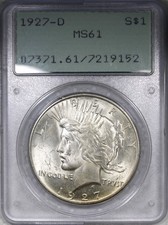 1927-D Peace Dollar PCGS MS61 OGH OLD GREEN HOLDER RATTLER