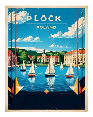 Vintage P?ock Polen Reiseplakat Wandkunst Dekor Wasserseeszene Poster
