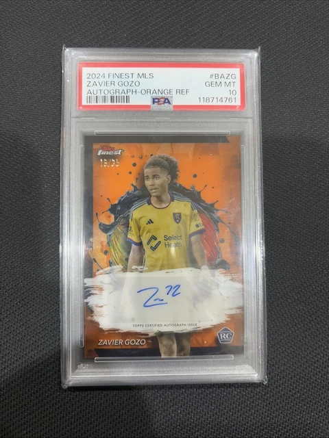 Zavier Gozo, 16/25 RC Autograph 2024 Topps Finest MLS -Orange Ref- PSA 10- POP 1