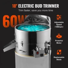 18" Electric Bud/Leaf Trimmer with 60W Adjustable Speed, Stainless-Steel Blades