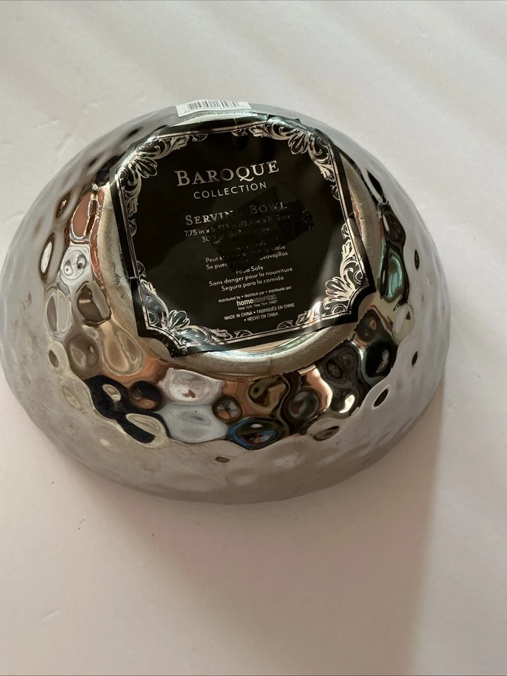 Home Essentials Baroque Collection Edge silver serving Bowl  food safe - Image 2 of 3