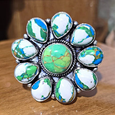 Sonoran Gold Turquoise Flower Cluster Ring Si...