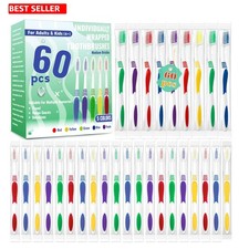 60-Pack Disposable Travel Toothbrushes with Soft Bristles, Individually Wrapped