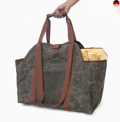 Waxed Canvas Log Tote Bag, Innen Kamin Brennholz Totes Halter, runde Holzstapel