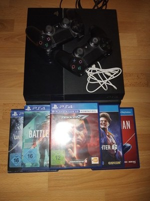 Playstation 4 Modell CUH - 116A (schwarz) 500 GB + 2 Controller und 5 Games