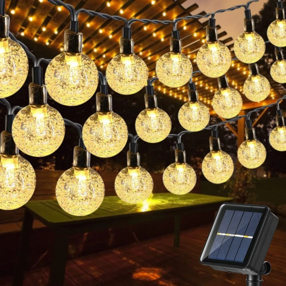 100 LED Solar Globe String Lights for Patio Garden Gazebo Bistro Balcony Yard