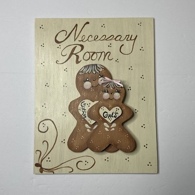 Wood Gingerbread Guys & Gals Necessary Room Wall Hang Hand Paint Grannycore 3D