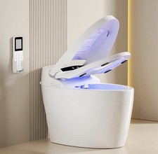 Smart Toilet Bidet Heated Seat Auto Flush Remote Control Elongated White