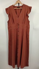 Quince Women Vintage Wash Tencel Button Front Midi Dress Terracotta XL