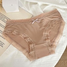 Ladies Nylon Seamless Triangle Underwear Mid Waist Lace Edge Comfortable Fit