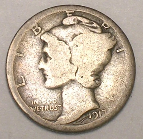 Photo of a 1917-D Mercury Dime from an eBay listing that sold on Jul 20, 2026