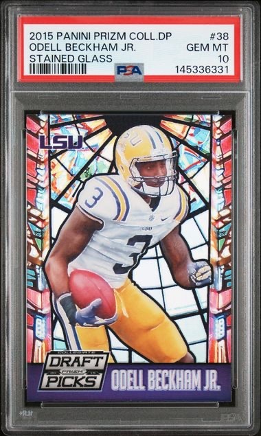ODELL BECKHAM JR. 2015 PANINI PRIZM DRAFT STAINED GLASS PSA 10