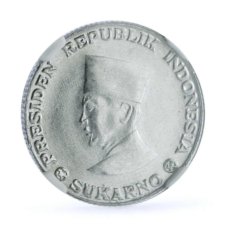 Indonesia 25 sen Irian Barat Reeded Wheel Mark KM-8.1 NGC aluminum coin 1962 - Image 3 of 4