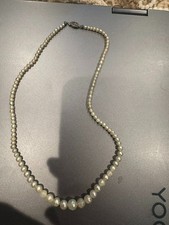 Vintage Graduated Cultured Pearl Necklace Sterling Silver Clasp 18" Estate