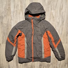L.L. Bean Kids Medium 10-12 Orange Fleece Lined Removeable Hard Shell Jacket