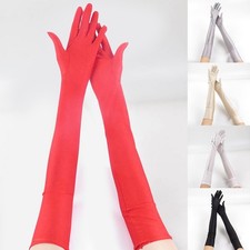 Elegant Women's Glossy Mittens for Outdoor Cycling Sun Protection Sheer Gloves
