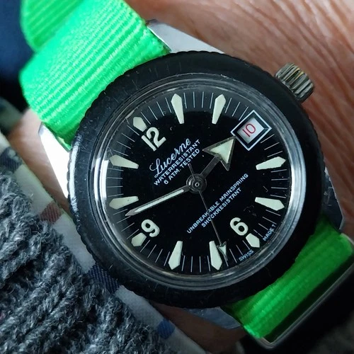 🐬Orologio LUCERNE Skin Diver  Vintage Manual con data funzionante