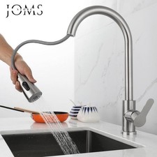 Brushed Nickel Kitchen Faucet Pull Down Sprayer Single Handle High Arc Sink Tap