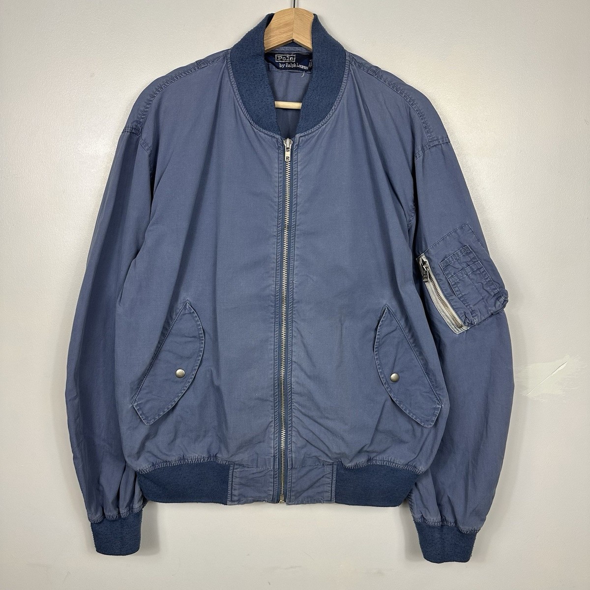 POLO ralphlauren ネイビー　MA1型　ジャケット　現行 Polo Ralph Lauren Bomber Jacket, MA-1, Vintage, Blue, RRL, Size