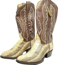 Vintage 1980s Tony Llama Python Cowboy Boots Unworn Gold Tag Black Label ...