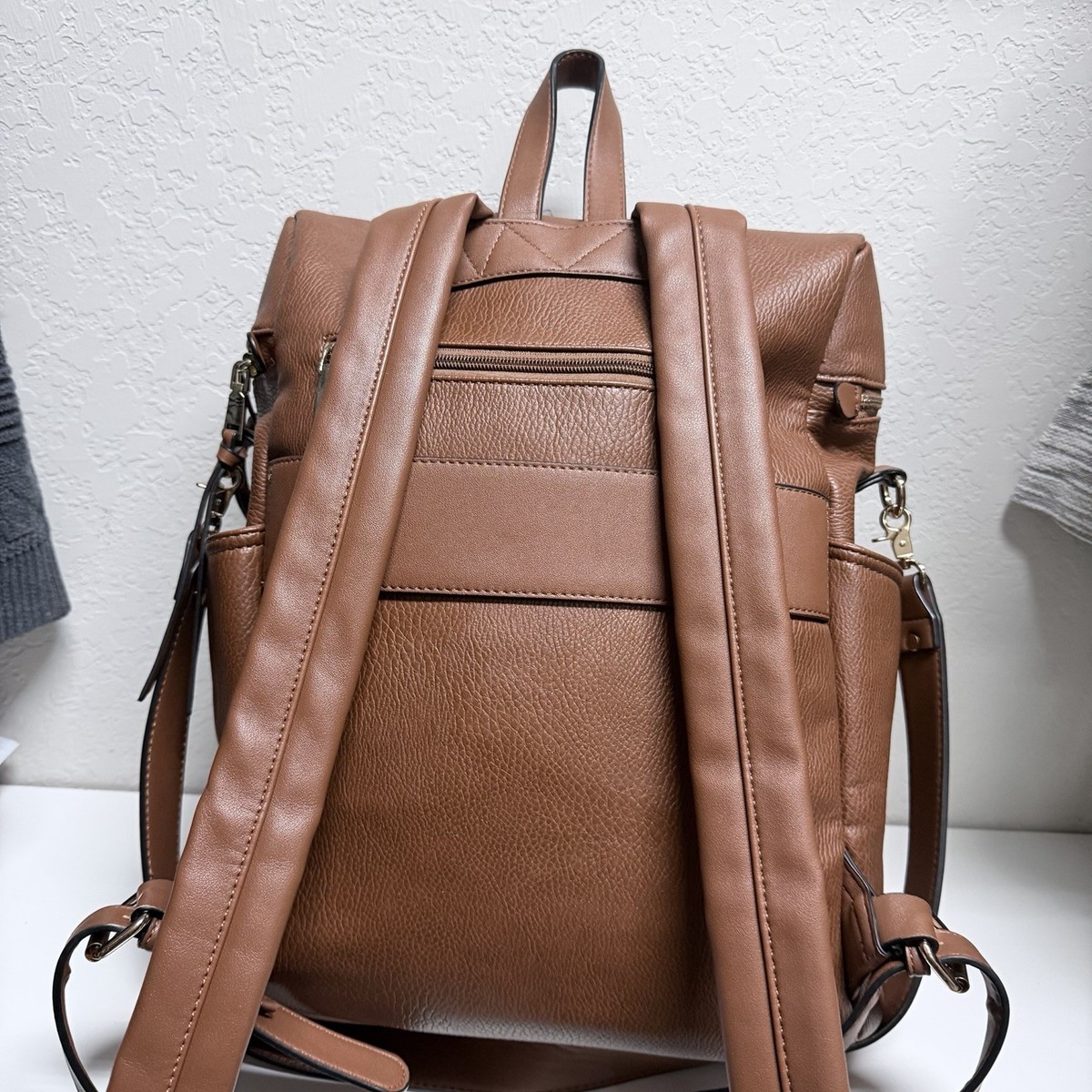 Poppy & Peonies Cognac Brown Convertible Backpack Tote ?The Commuter Backpack in Cognac is back! Get yours before  main image 3