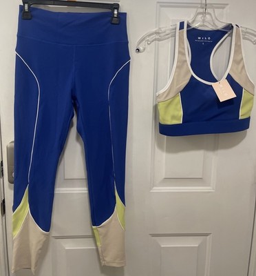 NWT Wilo Australia Brand 2 Pc Set Bra Leggings  Royal Cream Sz Large