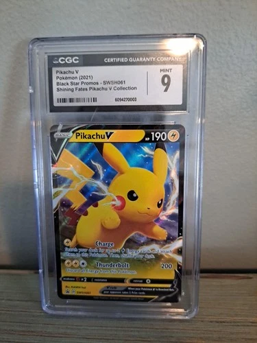 CGC 9 MINT Pikachu V SWSH061 HOLO Black Star PROMO Pokemon Card