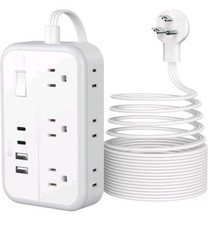Extension Cord 25 ft, Power Strip with 6 Outlets 4 USB Charger 2 USB C Port