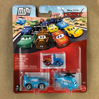 Disney Pixar Cars Mini Racers 3 Pack Transforming Lightning Rotor Turbosky King