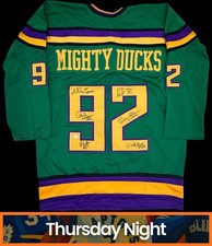 THE MIGHTY DUCKS MOVIE CAST AUTOGRAPHED JERSEY BECKETT COA