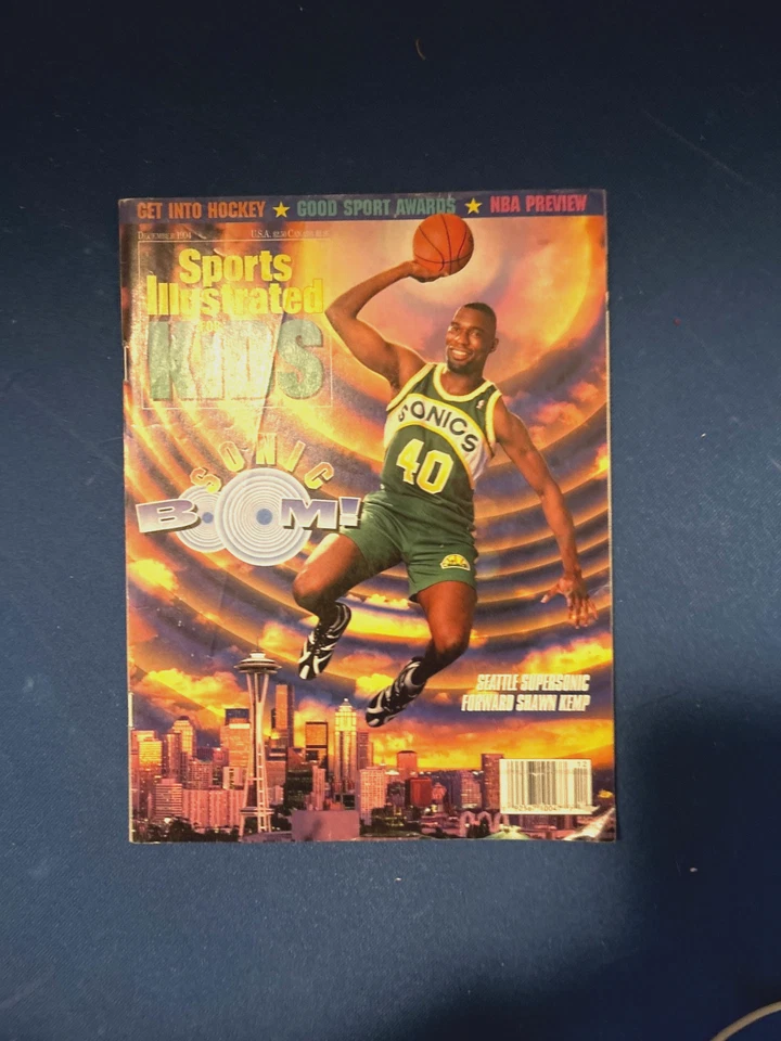 Hoja de tarjeta SI for Kids diciembre 1994 Shawn Kemp cubierta sin cortar con Walter Payton Foto 4 de 4