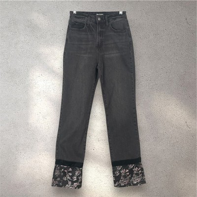 Juicy Couture Venice Straight Leg Jeans Womens 25 Black Wash Y2K Whimsygoth Dark