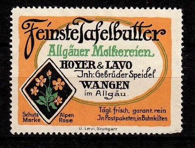 427609/ Reklamemarke - Feinste Tafelbutter - Hoyer & Lavo - Wangen