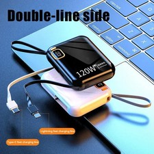 100000mAh 120W Portable Power Bank with Built-in Cables Digital Display Two-way
