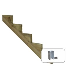 Treppenwange 2 - 7 Stufen Terrasse Massivholz impr. Kiefer inkl. Befestigung