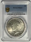 1934 PEACE  DOLLAR PCGS MS 64