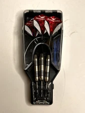 Narwhal Steel Tip Darts Set of 3 with Flights, Shafts and Case Red Black Silver