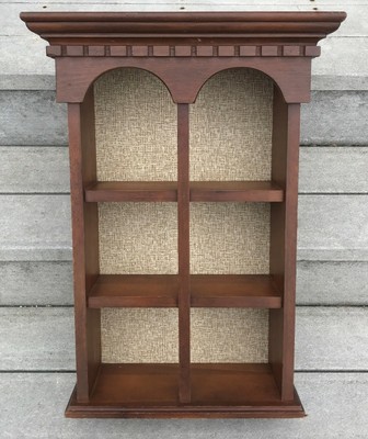 Walnut Wood Tea Cup Knick Knack Whatnot Curio Wall 3 Tier Shelf