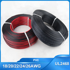 18/20/22/24/26AWG Twin-Core 2 Pin Cable Stranded Wire Black Flat Ribbon UL2468