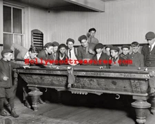 Billiard Hall~Kids~Playing Pool~Pool Hall~Billiards~Shooting Pool~Photo~Poster