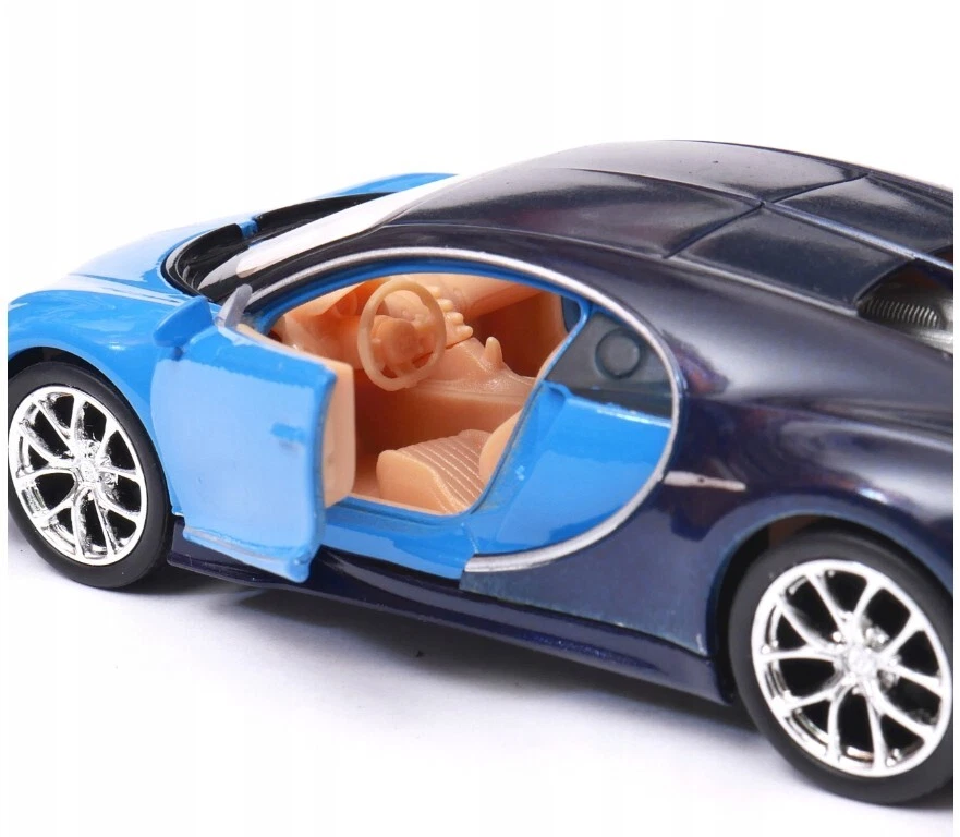 Voiture miniature moulée sous pression Welly Bugatti Chiron Blue 1:34 1:39... - Photo 2/4