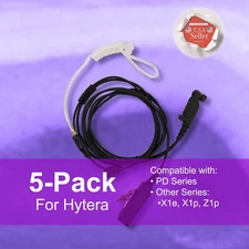 5xAcoustic Tube PTT Earpiece (2-Wire) for Hytera Radios PD602G, PD60X, X1e, Z1p