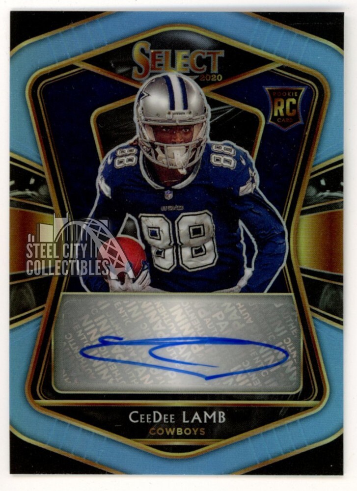 CeeDee Lamb 2020 Panini Select Blue Autograph Rookie Card RC #RS-CDL 13/35