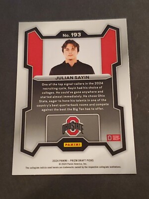 Julian Sayin 2024 Prizm Draft Picks Rated Prospect #193 Ohio State