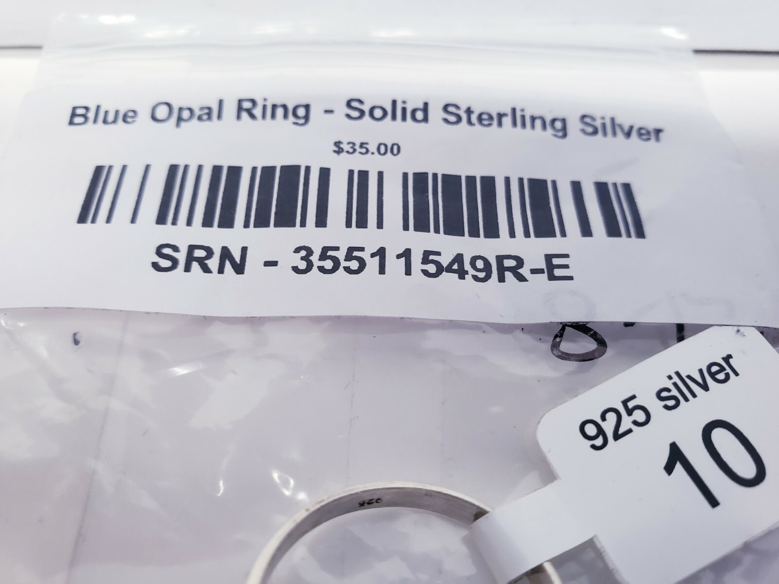 Solid Sterling Silver Blue Opal Square Ring - image 4