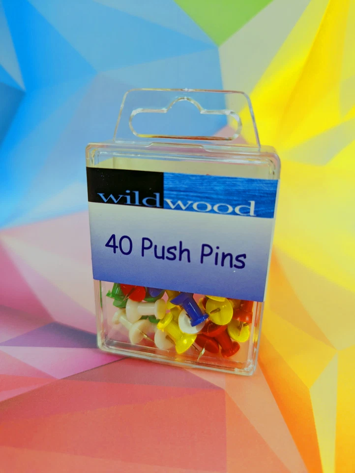 Pack of 40 primary coloured push pins drawing pin desk office work thumb tacks - Image 4 of 4